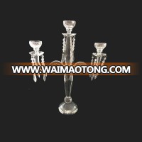 Cheap new product crystal 3arms candle holder for wedding table