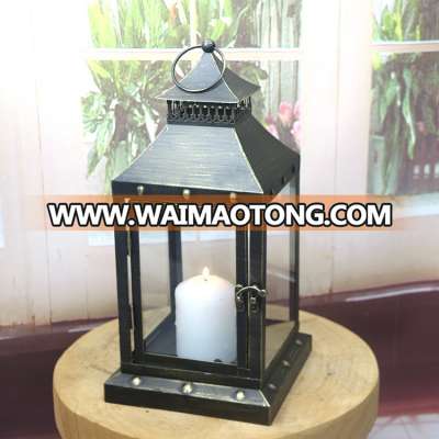 Fancy Design Black Metal Glass Candle Lantern