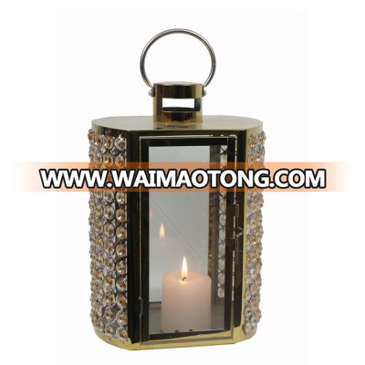 Wholesale supplier stainless steel outdoor square metal golden candle lantern manufacturer